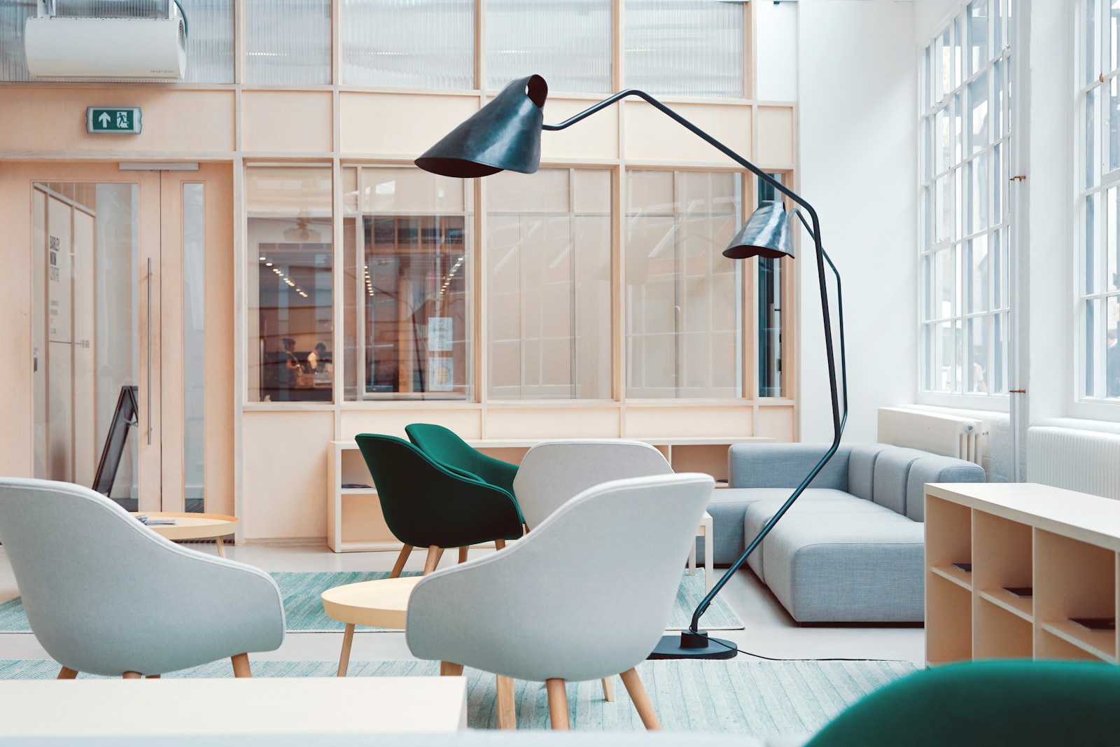 Open studio with shared worktables and space for collaborative digital planning